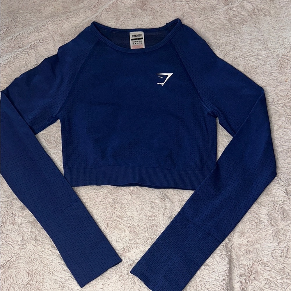 Gymshark Women's Blue Long Sleeve Crop Top